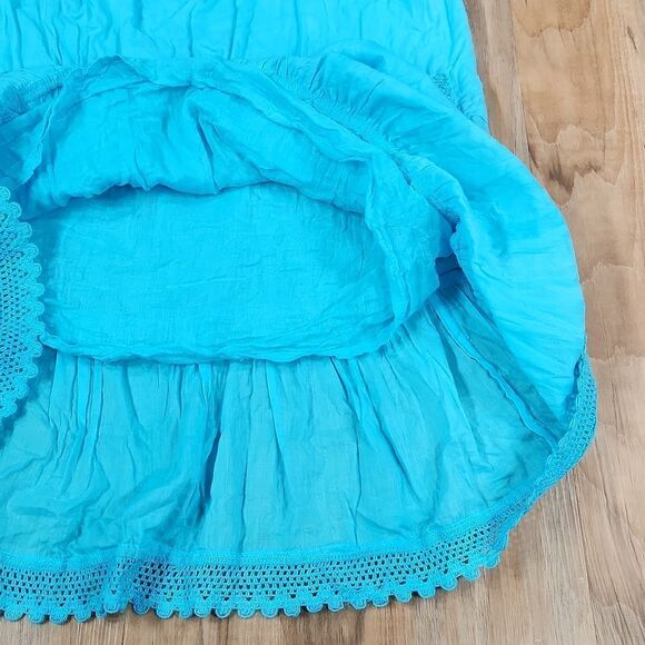 🧚‍♂️Tiki Palm Turquoise Sequined & Embroidered Lace Skirt Large - Picture 9 of 13